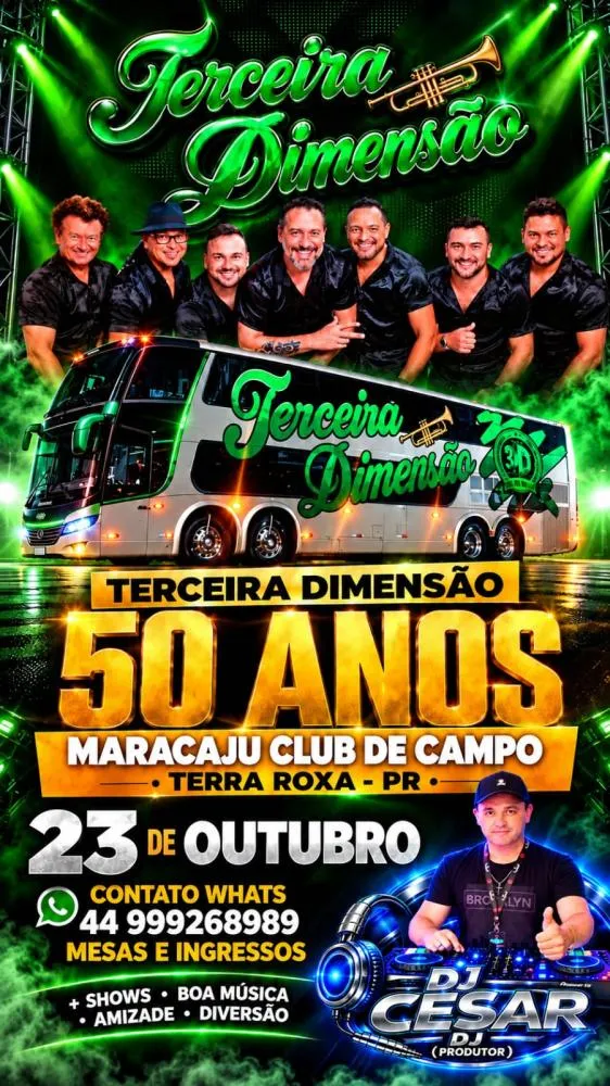Banda Terceira Dimensão é atração de bailão nesta sexta-feira em Terra Roxa